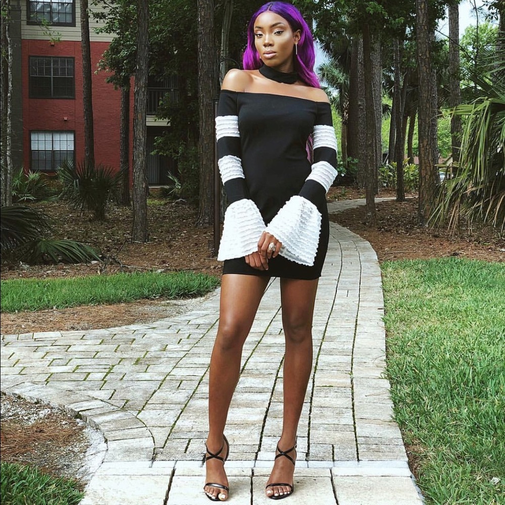 Black and white dress.